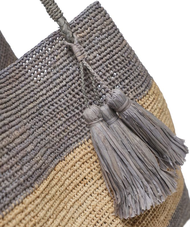 Rabarany Raffia Tassel Tote Bag