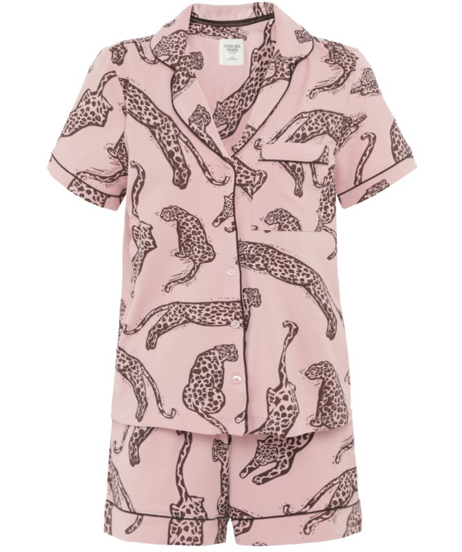 Chelsea Peers Organic Cotton Leopard Print Short Pajamas