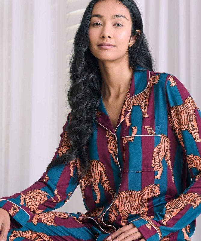 Chelsea Peers Tiger Stripe Print Long Pyjamas