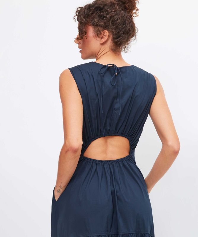 MEIMEIJ Navy Open Back Detail Maxi Dress