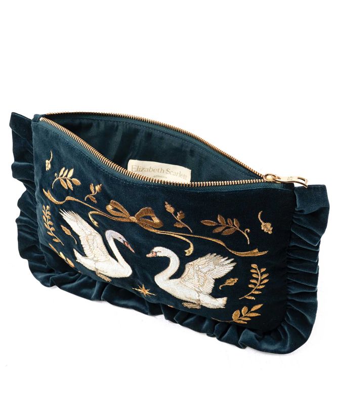 Elizabeth Scarlett Majestic Swans Frill Pouch