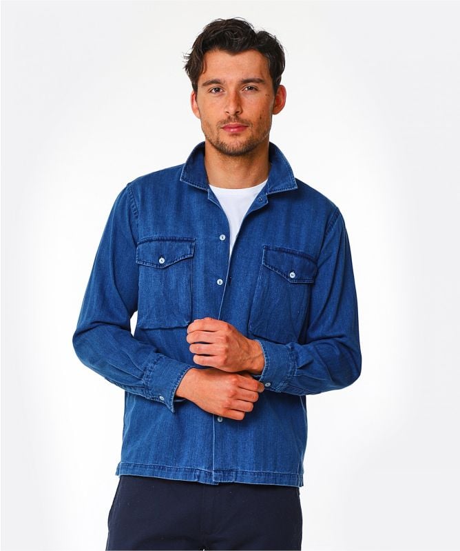 Universal Works Herringbone Denim Treck Shirt