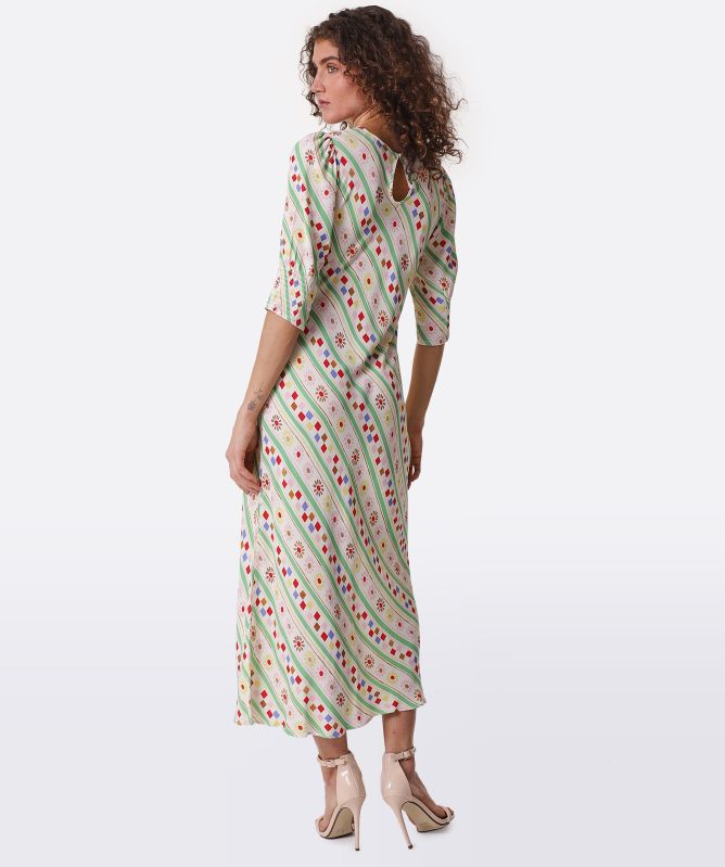 RIXO Jess 50s Stripe Midi Dress