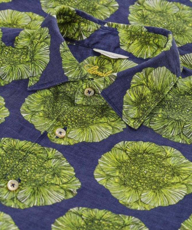 Stenstroms Fitted Body Linen Cabbage Shirt