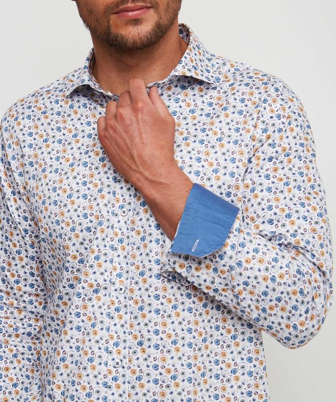 Guide London Slim Fit Sateen Printed Shirt