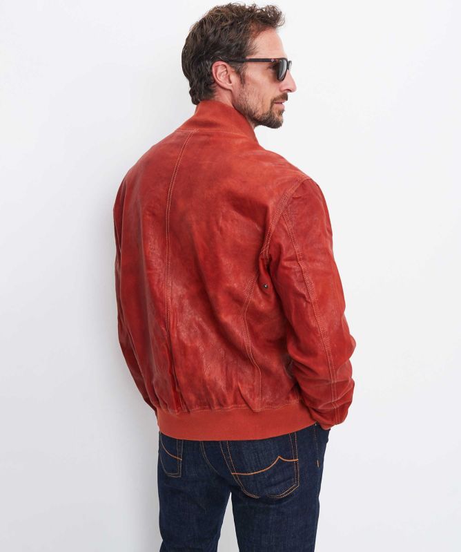 Jacob Cohen Short Leather Bomber Jacket