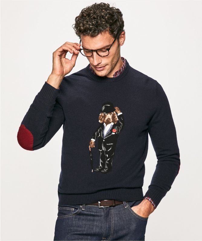Hackett Navy Merino Wool Dandy Harry Sweater | Jules B