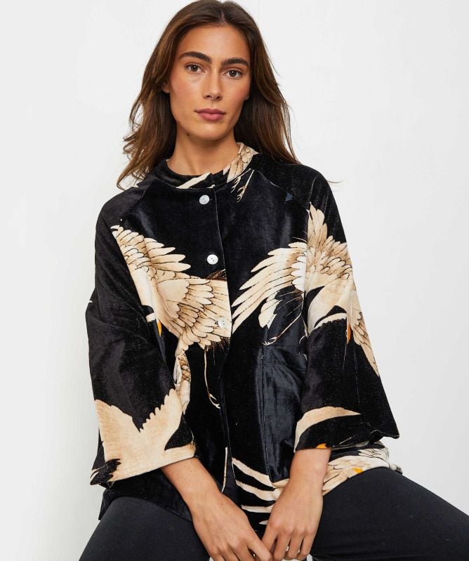One Hundred Stars Stork Black Velvet Jacket