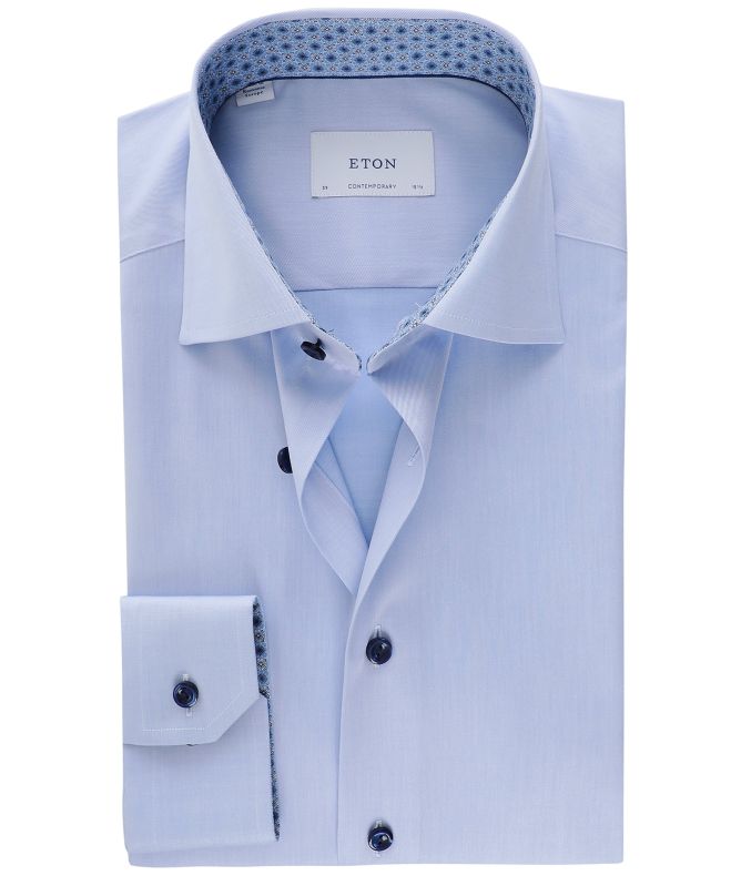 Eton Contemporary Fit Medallion Trim Shirt