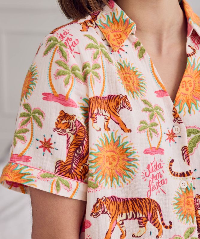 Chelsea Peers Siesta Tiger Print Short Pajama Set