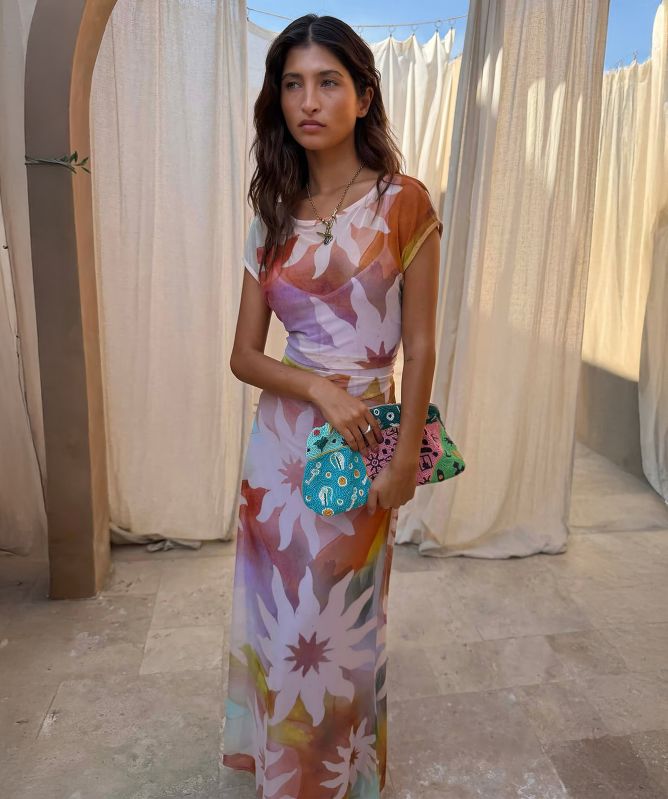 Never Fully Dressed Abstract Soleil Luna Mesh Dress