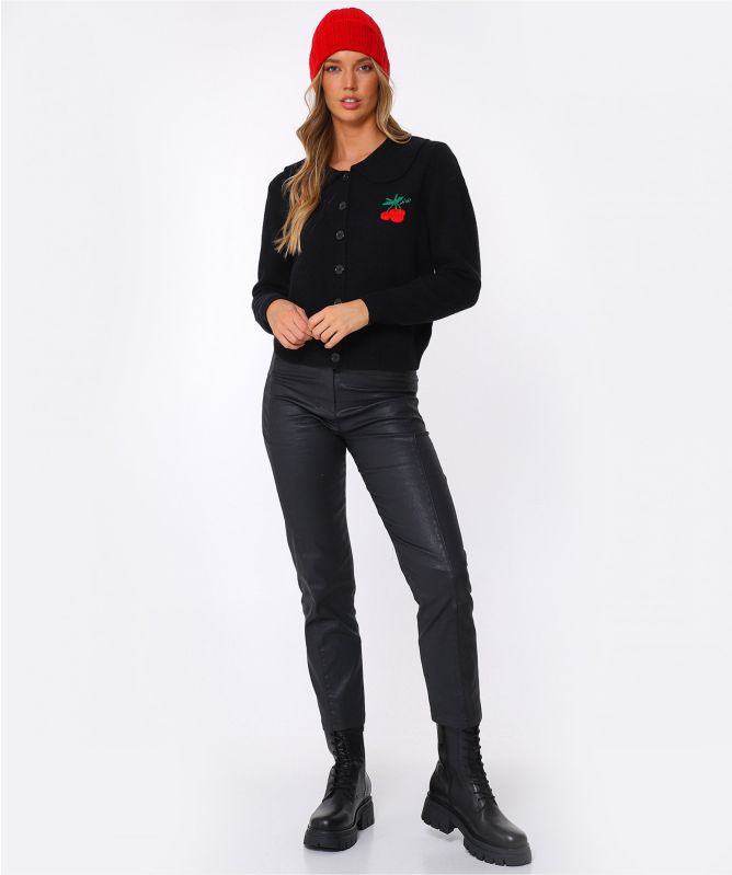 RIXO Dora Cherry Wool Cardigan