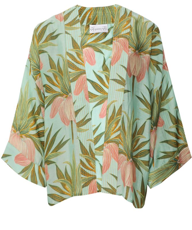 One Hundred Stars Deco Bud Aqua Kimono