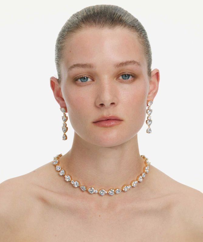 Self Portrait Gold Heart Crystal Necklace