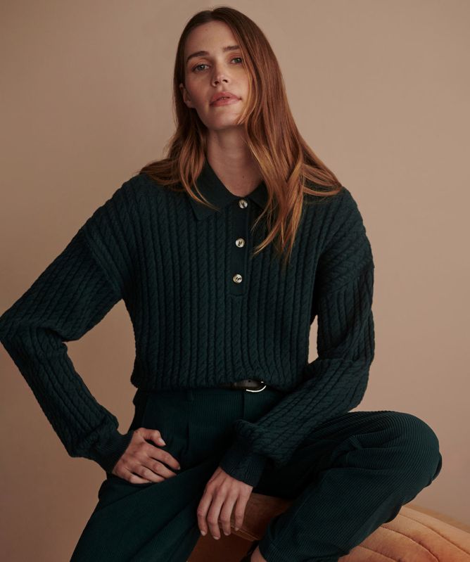 Varley Dottie Polo Knit Sweater