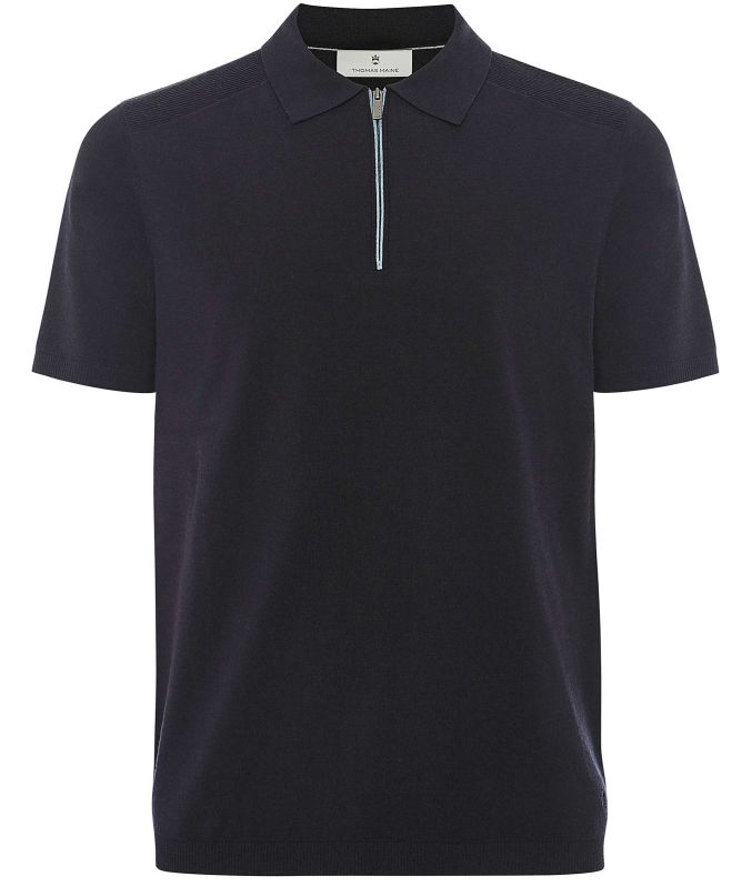 Thomas Maine Merino Zip Polo Shirt