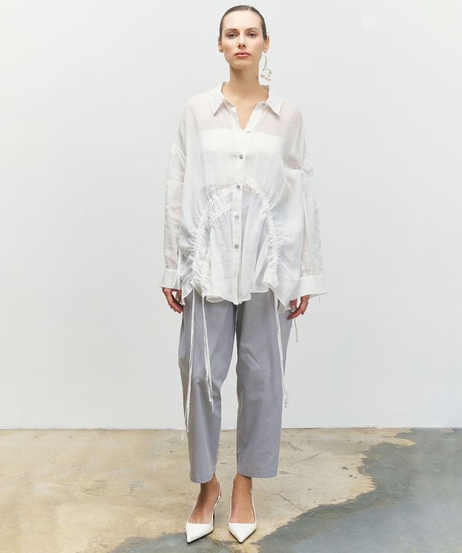 Bize Ruched Gauze Shirt