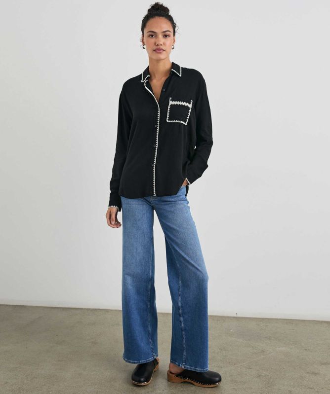 Rails Linen Blanket Stitch Charli Shirt