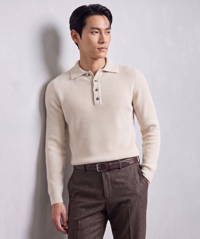 Profuomo Ribbed Polo Sweater