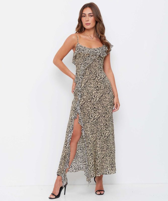 RIXO Ester Silk Midi Dress