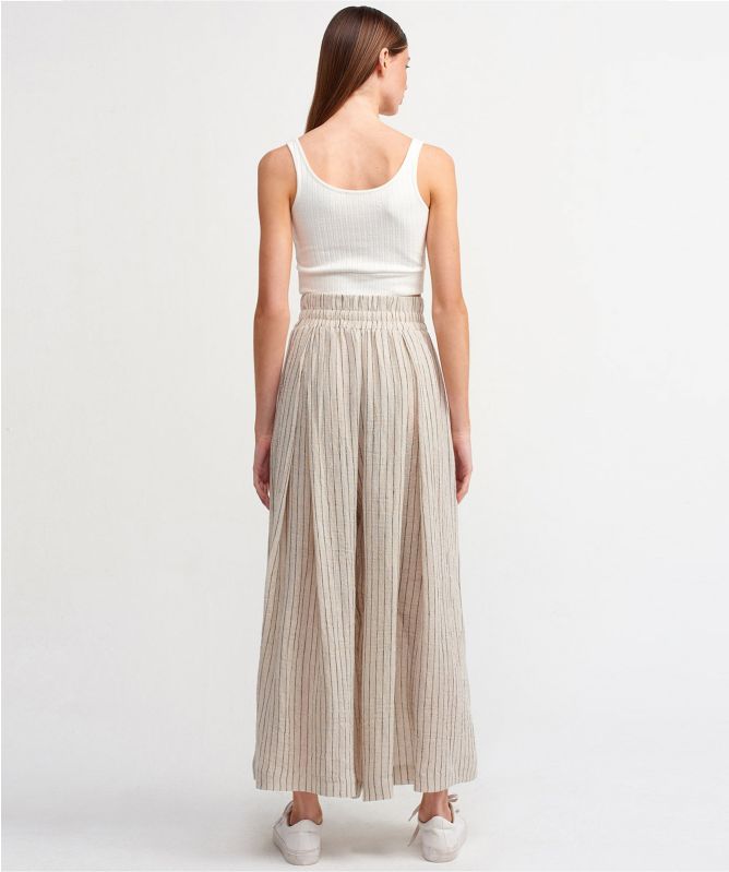 NU London Pinstripe Wide Leg Linen Pants