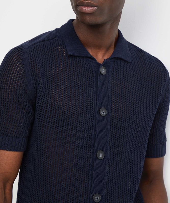 Seinse Knitted Button-Through Polo Shirt