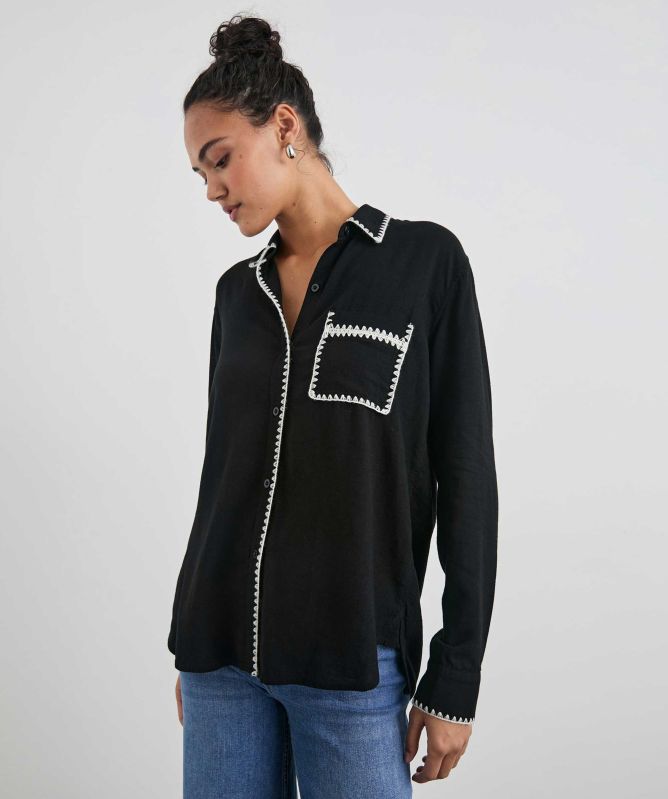 Rails Linen Blanket Stitch Charli Shirt