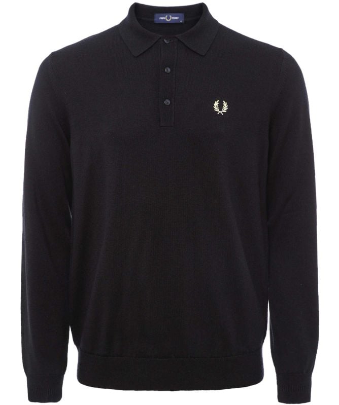 Fred Perry Knitted Long Sleeve Polo Shirt