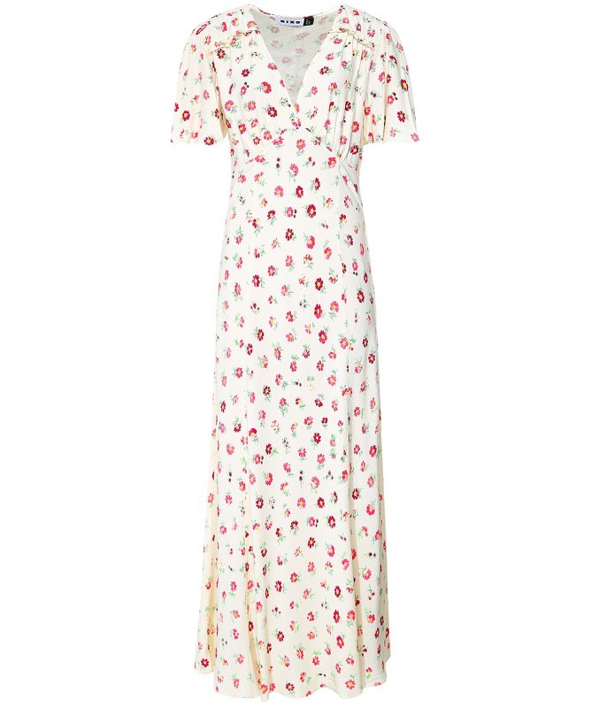 RIXO Bessie Buttercup Flutter Sleeve Midi Dress