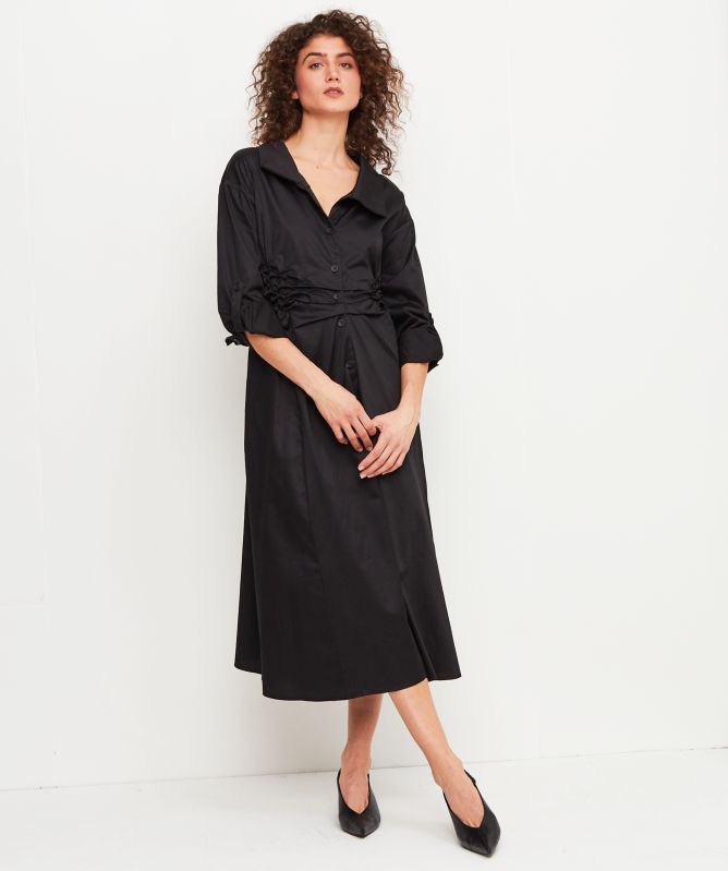 Bize Ruched Waist Shirt Dress