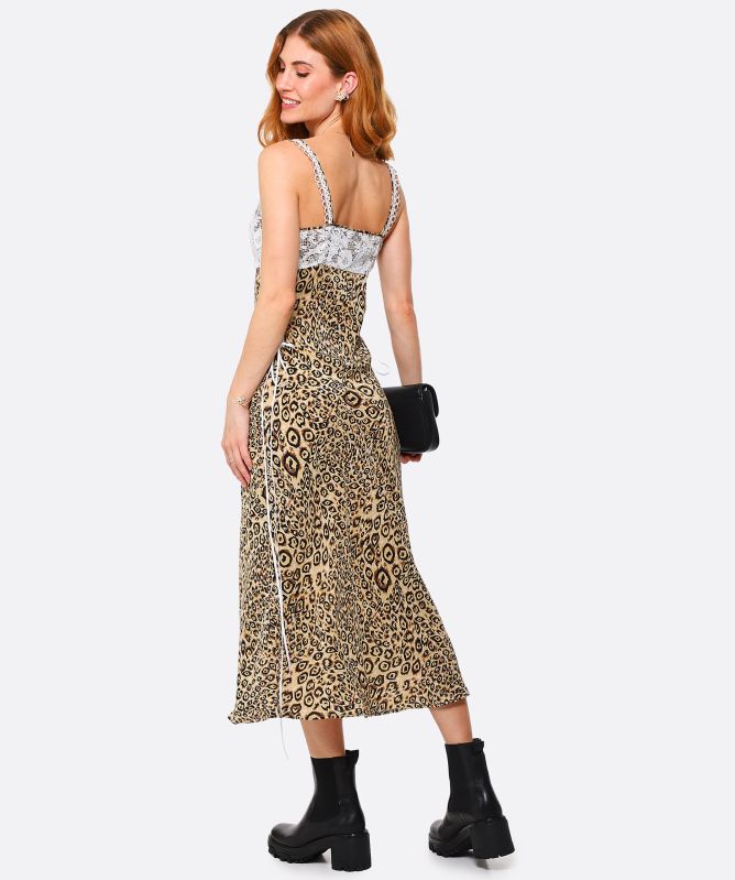 Hayley Menzies Arizona Silk Leopard Print Midi Dress