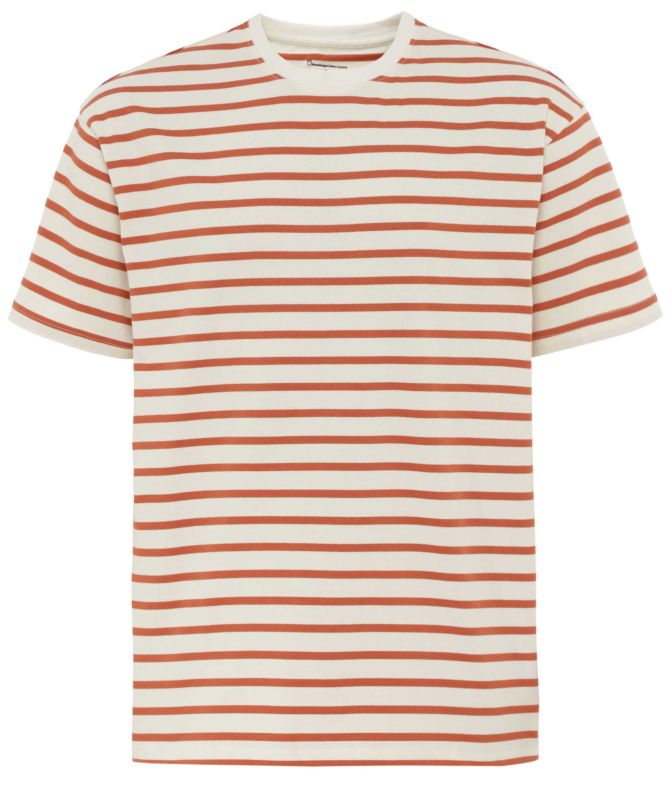 Knowledge Cotton Striped Crew Neck T-Shirt