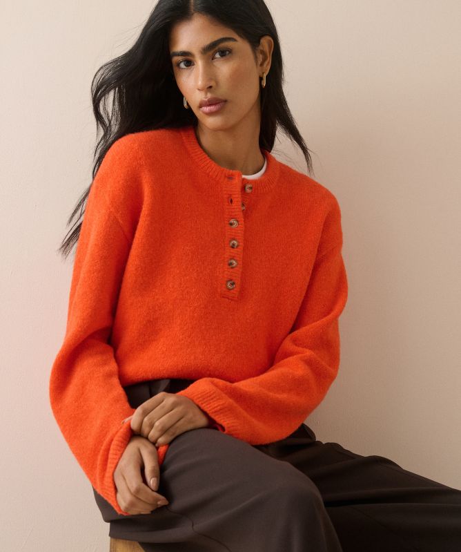 Nobody's Child Relaxed Fit Henley Sweater