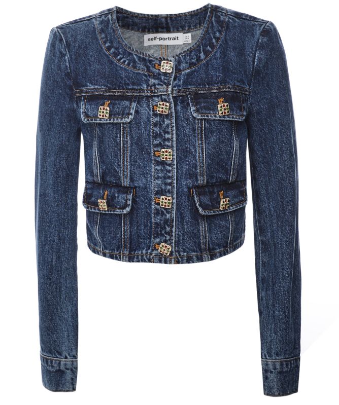 Self-Portrait Buttoned Denim Jacket