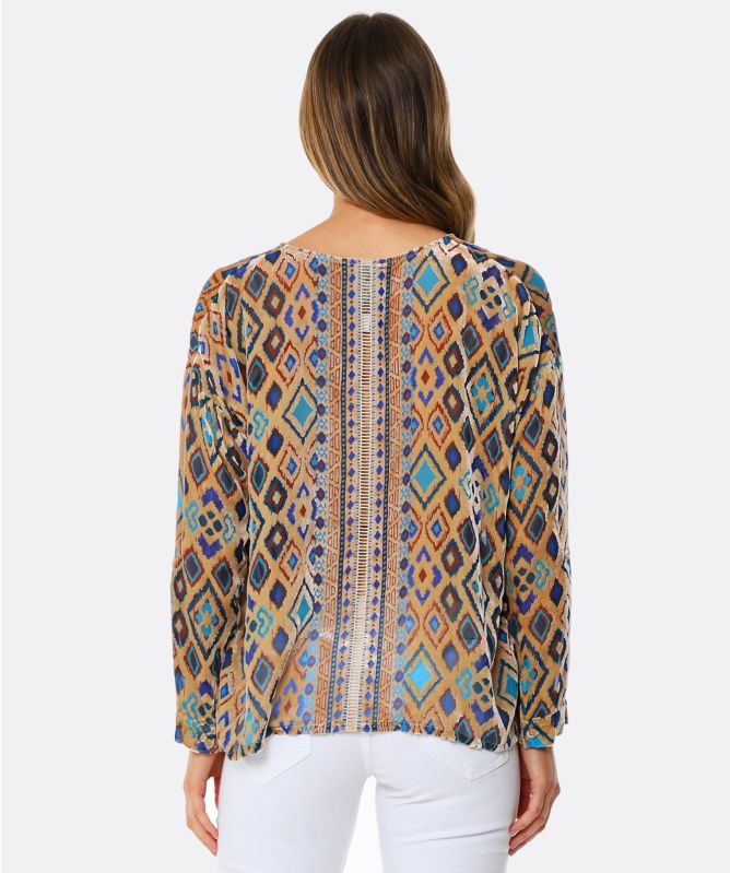 Johnny Was Ikat Button Down Blouse