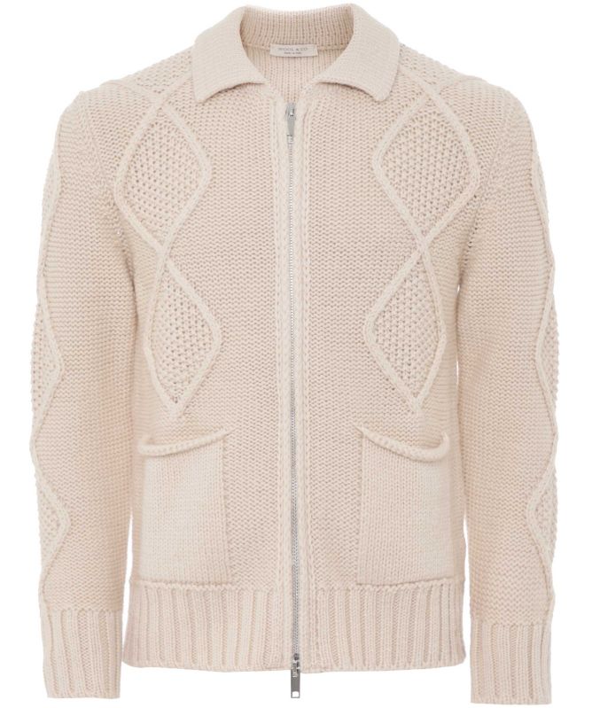 Wool and Co Cable Knit Zip Cardigan