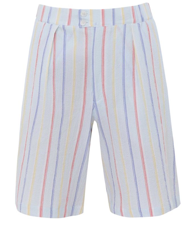 unfeigned Seersucker Striped Bermuda Shorts