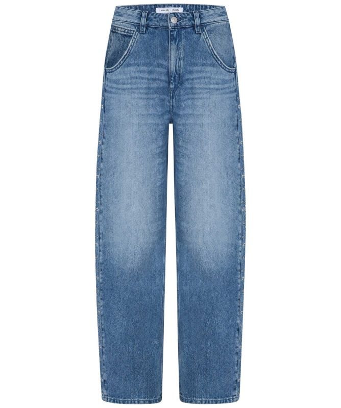 Seventy + Mochi Bo Barrel Leg Embroidered Jeans