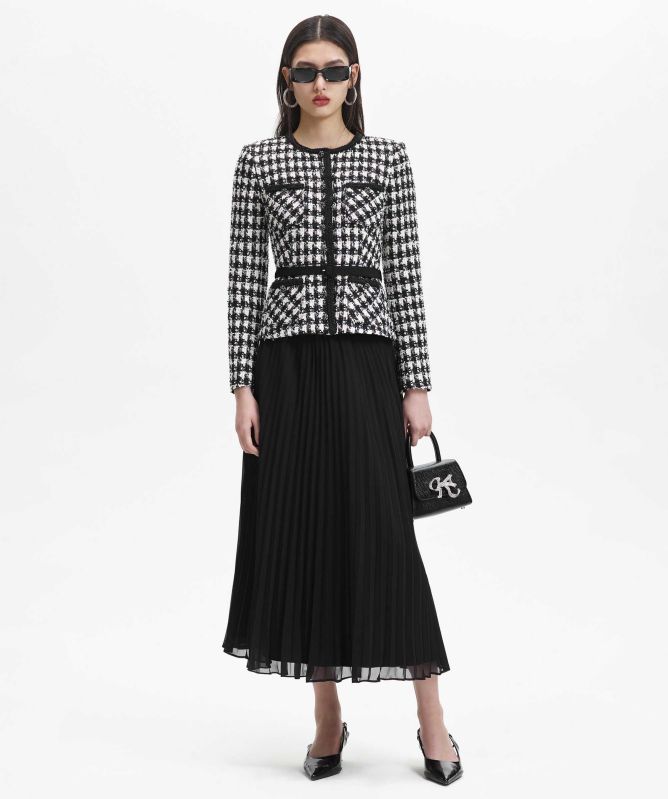 Self-Portrait Boucle Chiffon Midi Dress