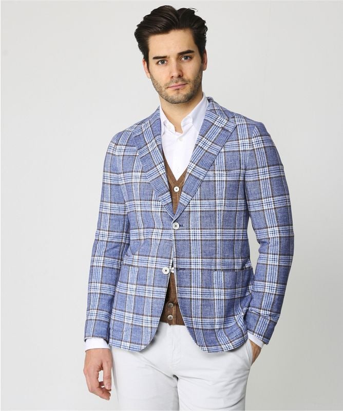 Circolo 1901 Stretch Cotton Pique Check Print Jacket