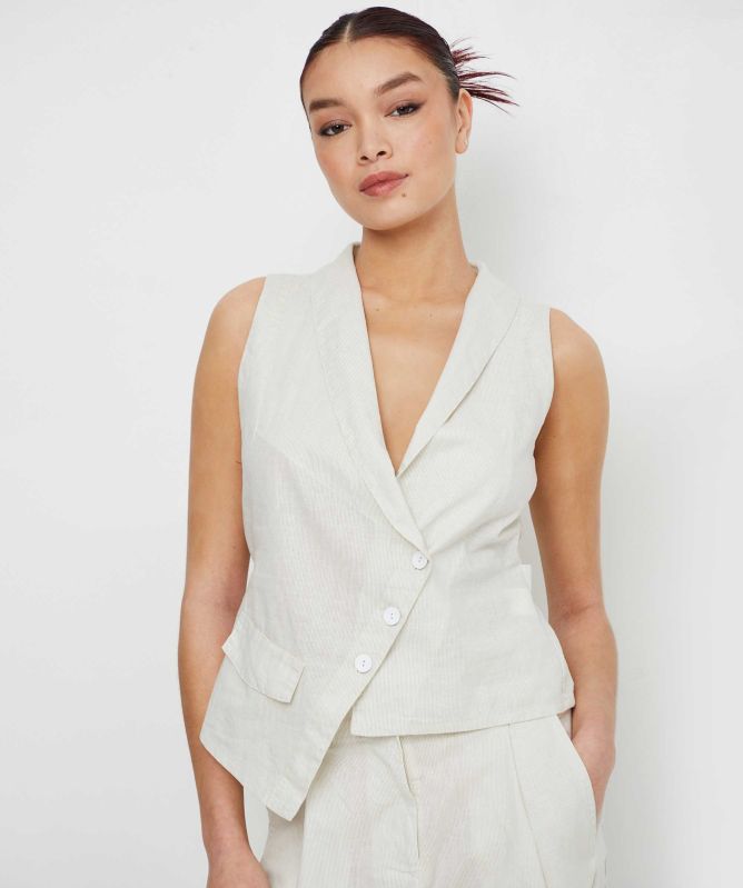 Lurdes Bergada Striped Linen Waistcoat