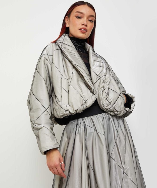 Bize Shiny Cropped Puffer Jacket