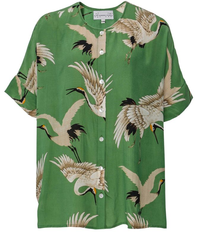 One Hundred Stars Stork Pea Green Tea Blouse