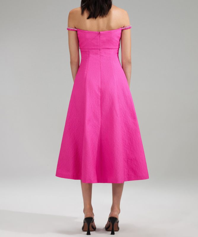 Self-Portrait Textured Diamante Midi Dress