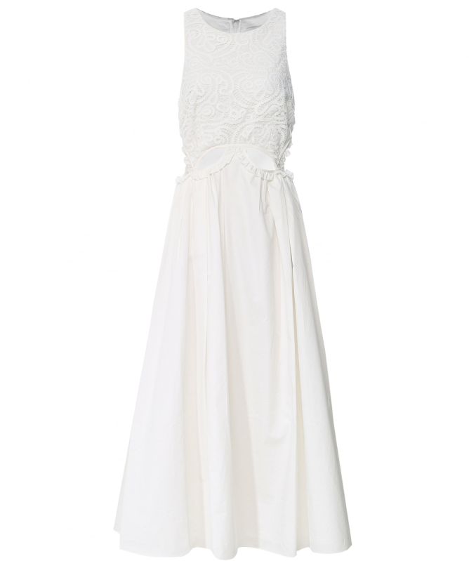 Self-Portrait Organic Cotton Cut Out Midi Dress