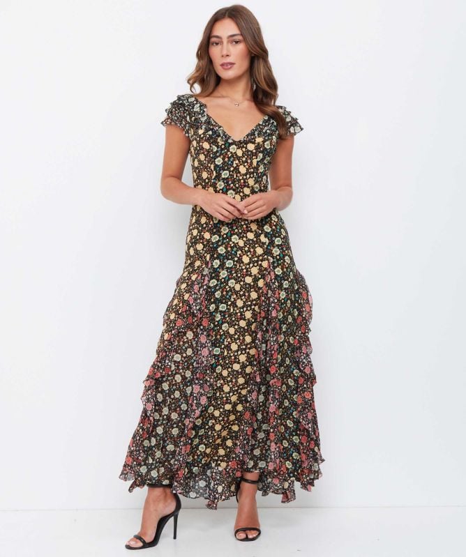 RIXO Ambika Silk Maxi Dress