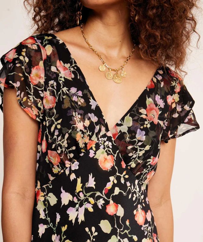 RIXO Silk Cinzia Midi Dress