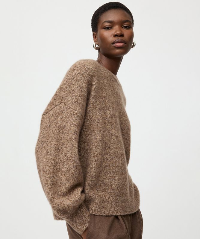 Soft Goat Marled Relaxed Fit Crewneck Sweater