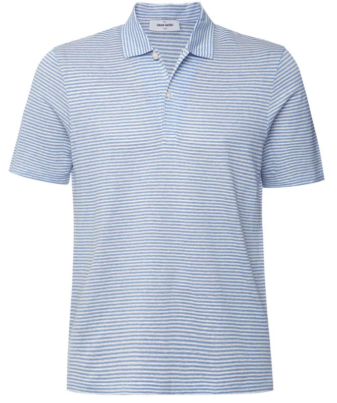 Gran Sasso Linen Striped Polo Shirt