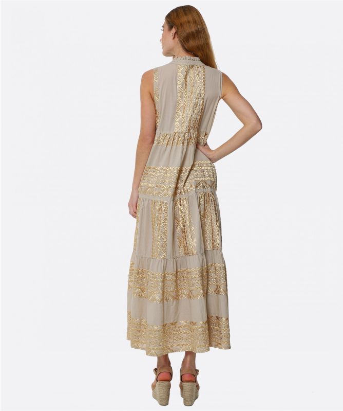 chinese dress ladies Isidora Dress in Wine | Sleeveless Cotton Maxi Dress with Tiered Silhouette & Hidden Pockets main image 0